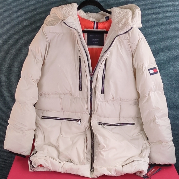 Tommy Hilfiger Quilted Parka Jacket, Sherpa Lined Hood - Picture 2 of 12
